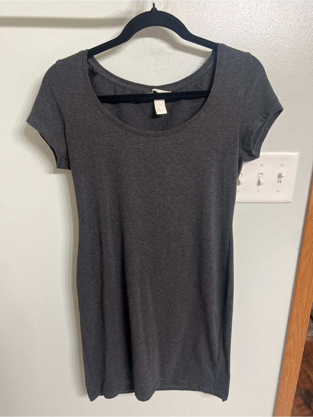 H&M Dark Charcoal Scoop Neck Short Sleeve Tee